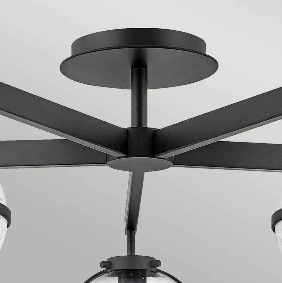 Hollis loftlampe, 5 lyskilder, sort/klar