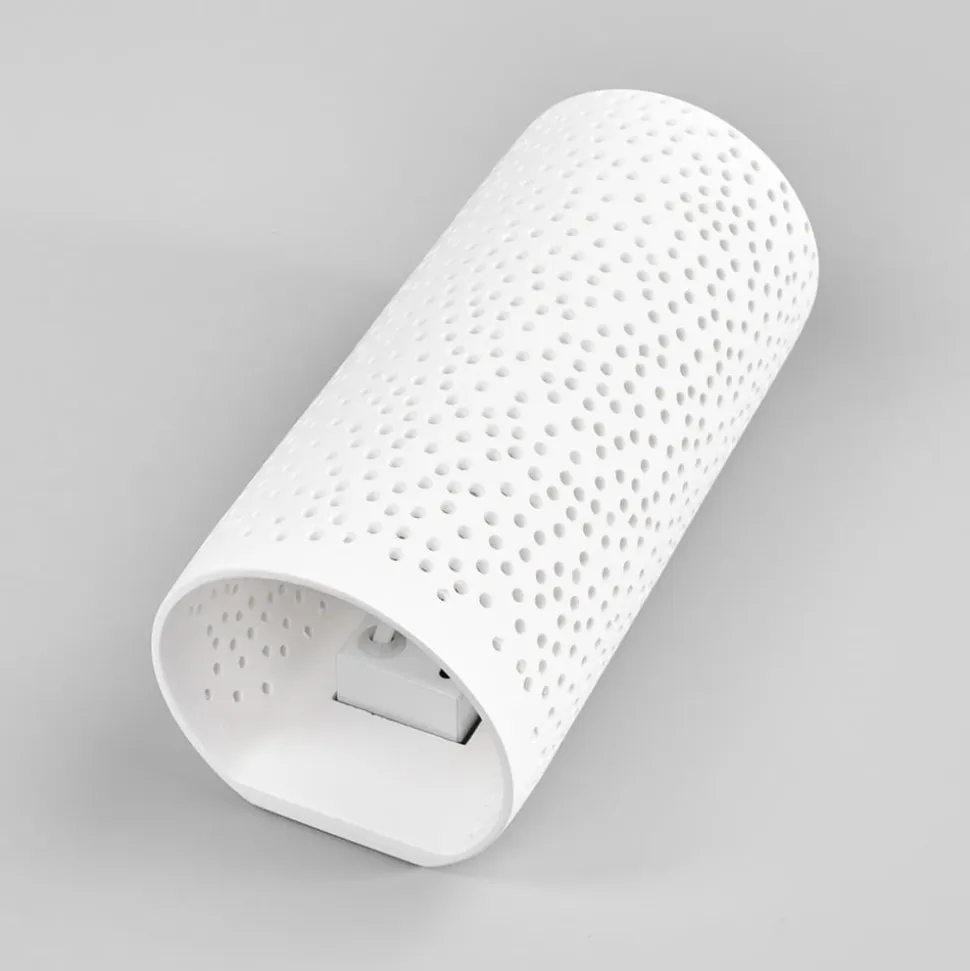 Hulmønster væglampe Jiru af hvid gips