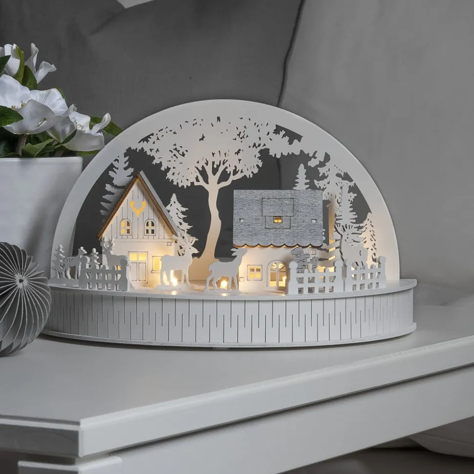 Huse og rensdyr LED-silhuet, batteridrevet