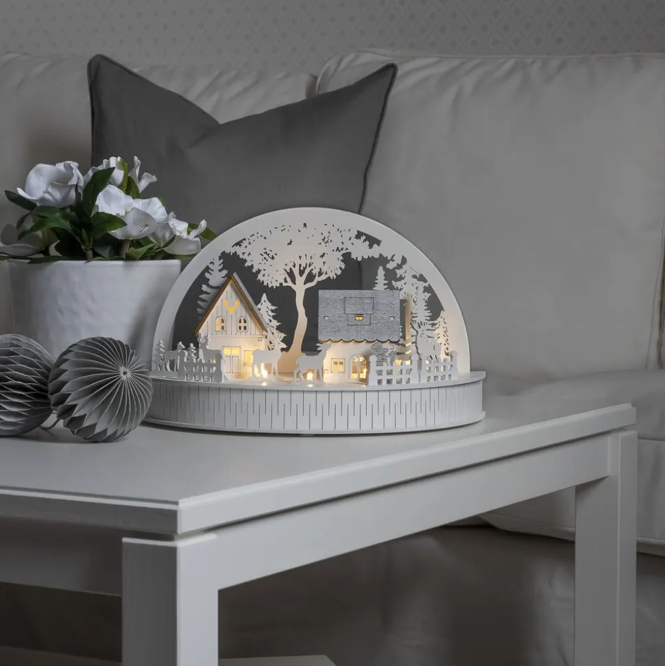 Huse og rensdyr LED-silhuet, batteridrevet