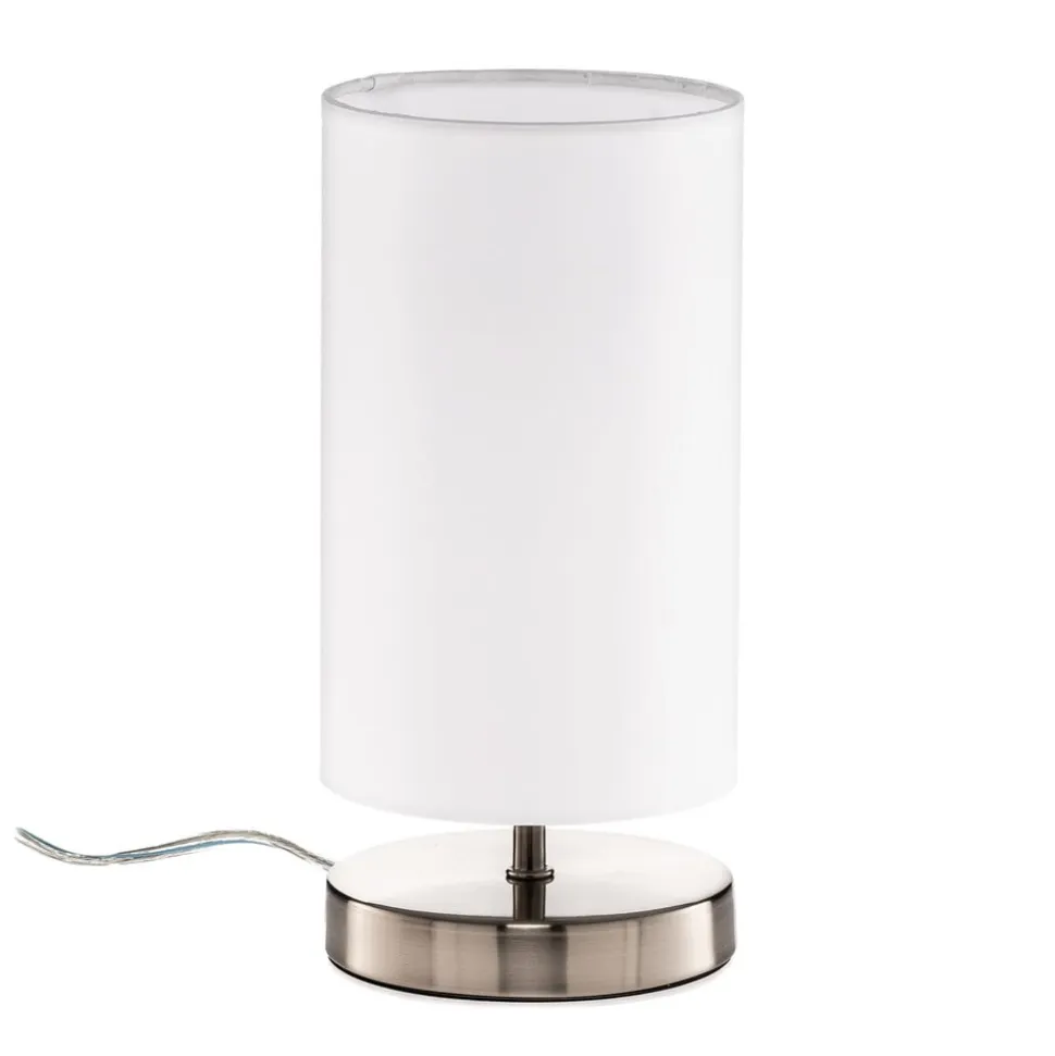 Hvid tekstil bordlampe Clarie