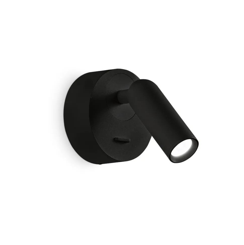 Ideal Lux LED-vægspot Bean, Ø 7 cm, sort metal/glas
