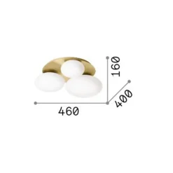 Ideal Lux loftlampe Ninfea, messingfarvet, opalglas, 3-lys.