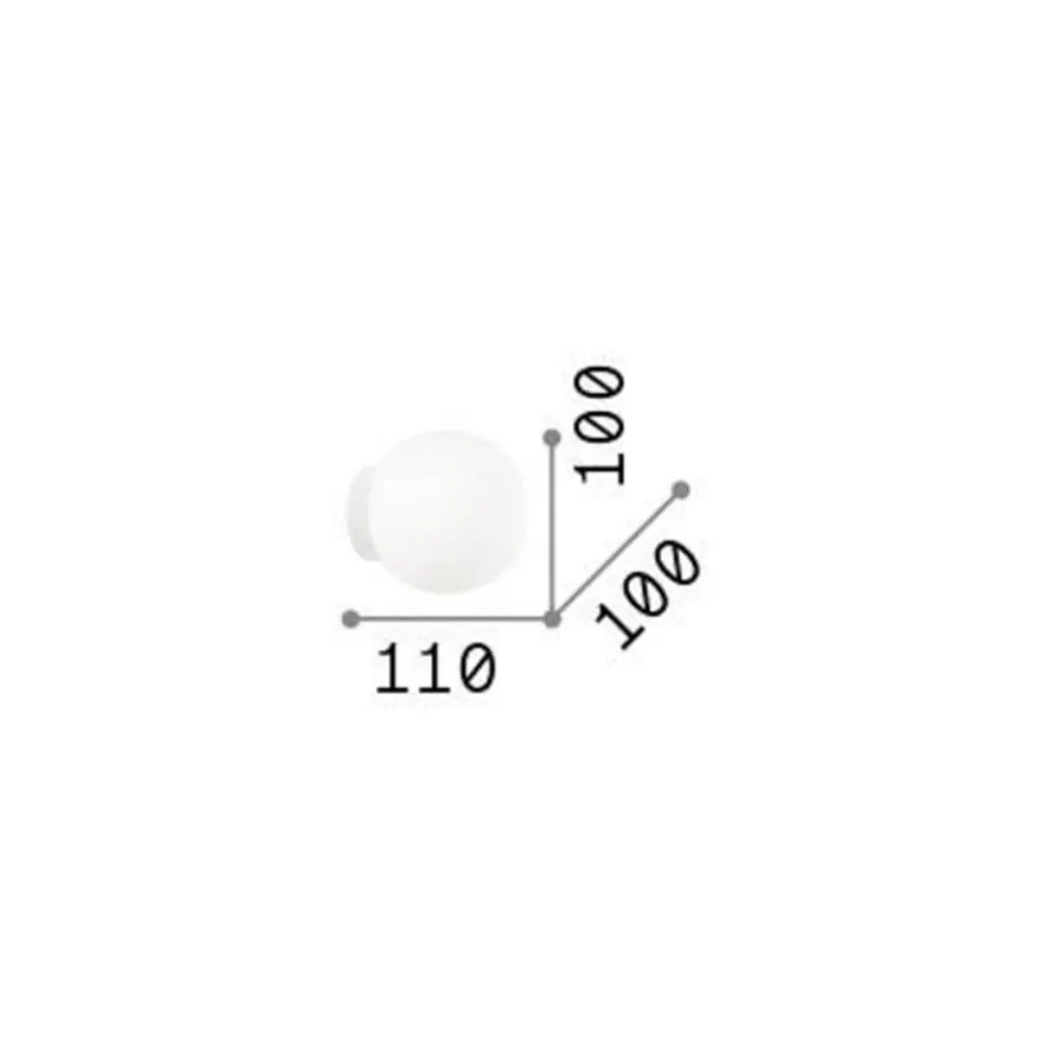 Ideal Lux Mapa væglampe, Ø 10 cm, opalglas, hvid, kugle