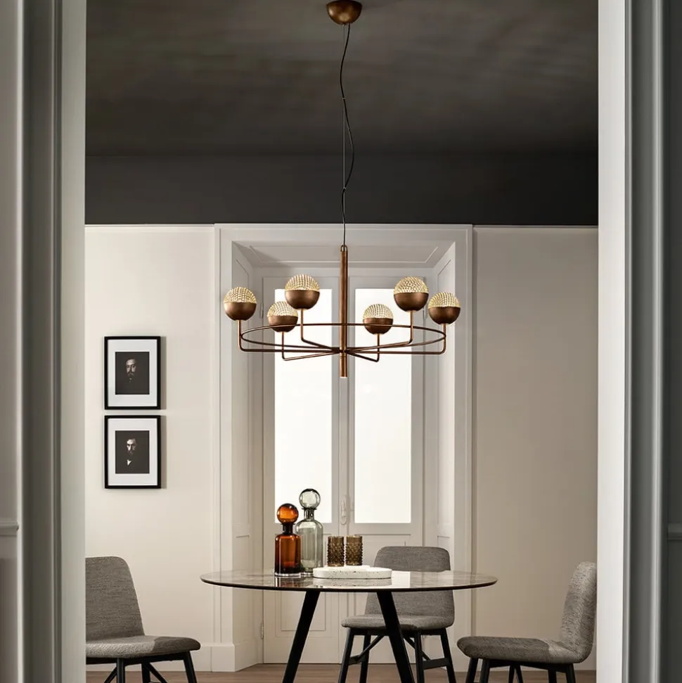 Iglù Rund LED-lysekrone, syv lys
