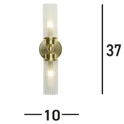 Imperial væglampe, messing, 2 lyskilder, stål, glas, IP44