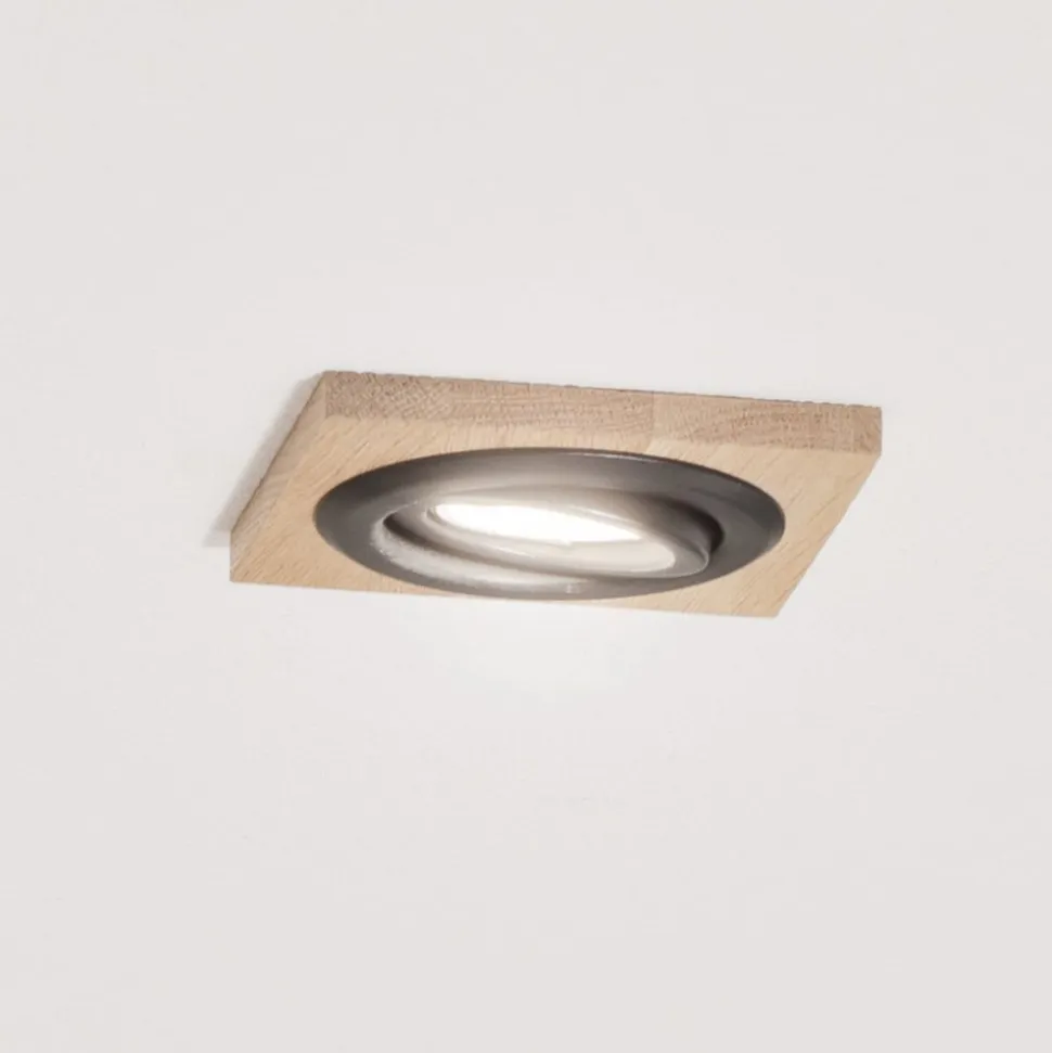 Indbygget loftslampe Tobby, 10 x 10 cm, 3-sæt Egetræ GU10