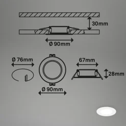 Indbygningslampe Jeft, Ø 9 cm, hvid, sæt med 3, tænd/sluk, fast
