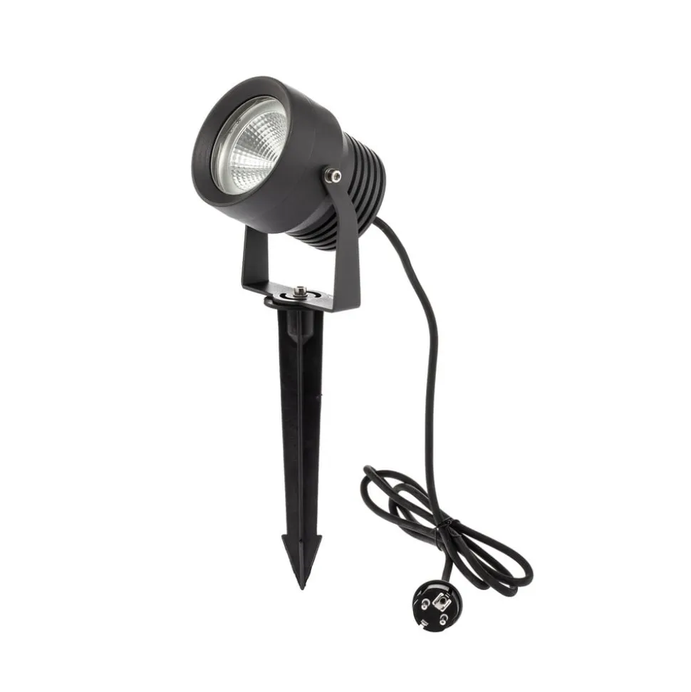 Irina udendørs LED-spot, jordspyd, stik, grå, metal