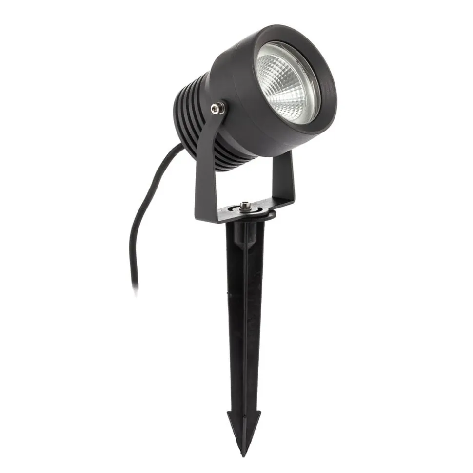 Irina udendørs LED-spot, jordspyd, stik, grå, metal