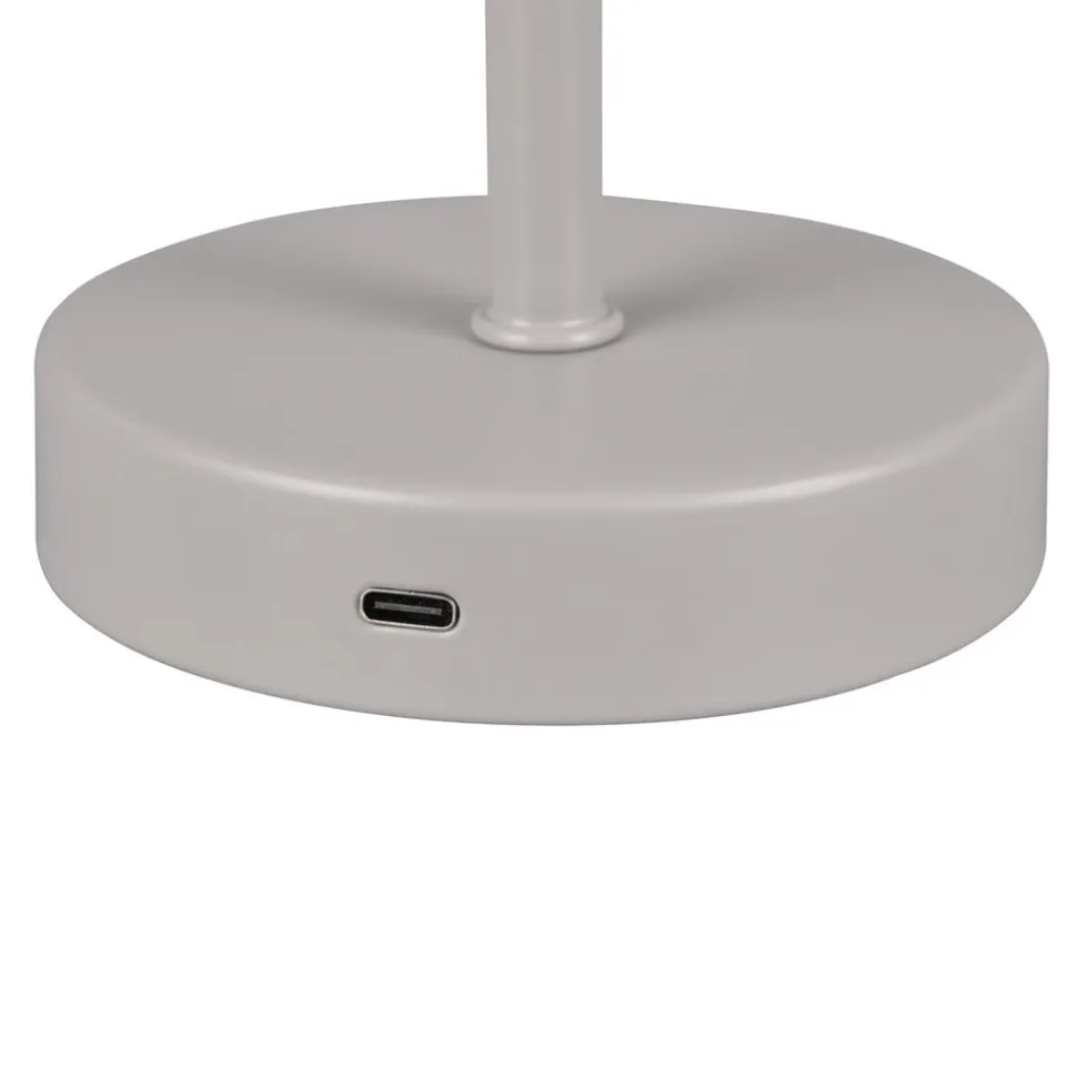 Jeff LED genopladelig bordlampe, grå, højde 30 cm, metal