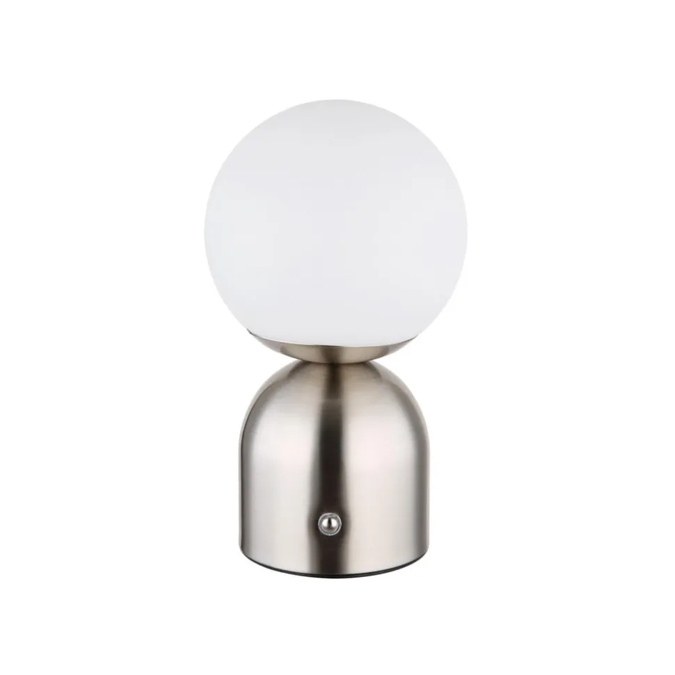 Julsy LED genopladelig bordlampe, nikkelfarvet, højde 21 cm, CCT