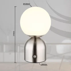 Julsy LED genopladelig bordlampe, nikkelfarvet, højde 21 cm, CCT