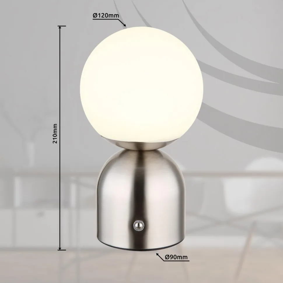 Julsy LED genopladelig bordlampe, nikkelfarvet, højde 21 cm, CCT