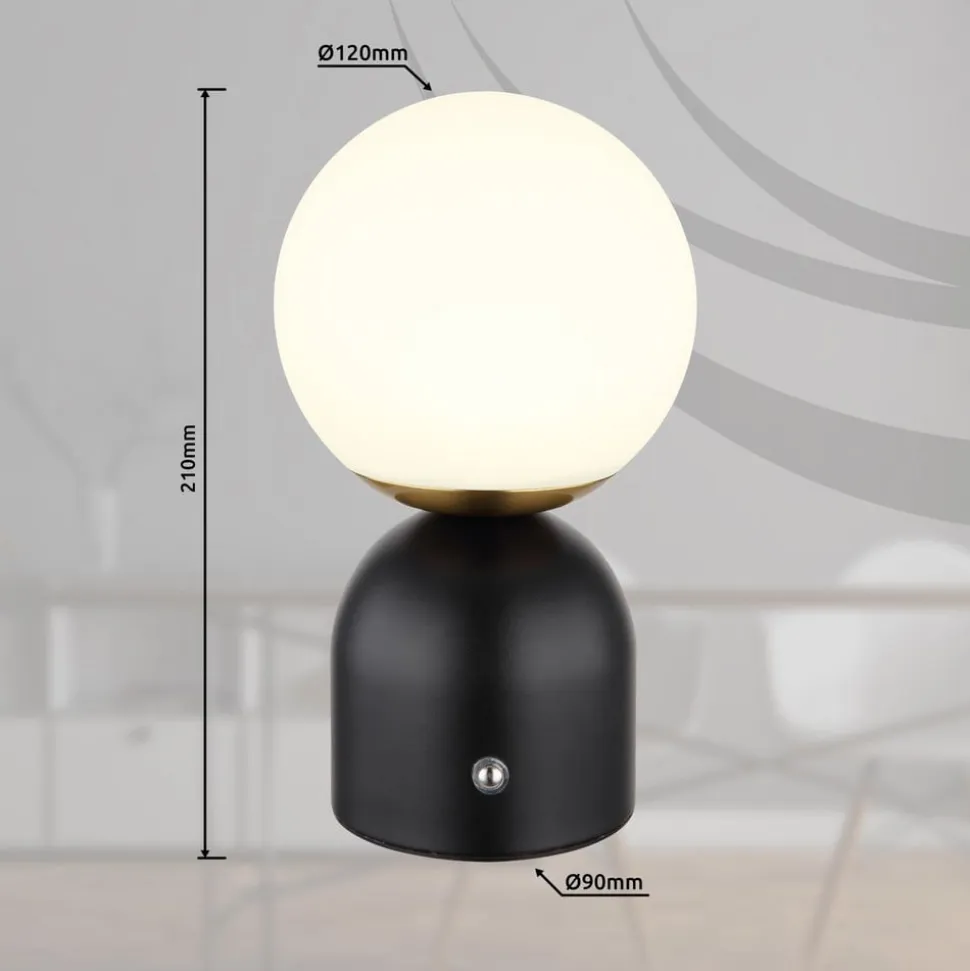 Julsy LED genopladelig bordlampe, sort, højde 21 cm, metal, CCT