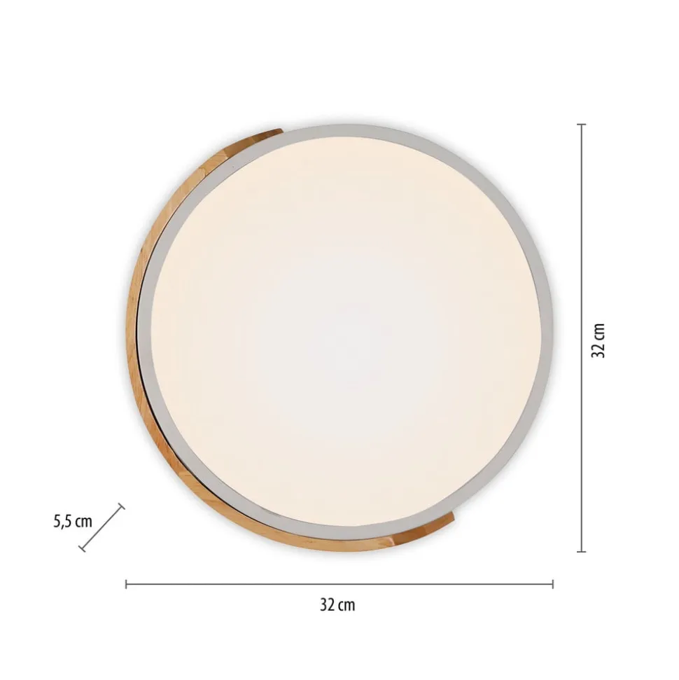 JUST LIGHT. Bila LED-loftslampe, hvid, Ø 32 cm, træ