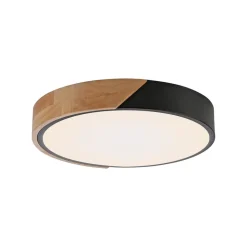 JUST LIGHT. Bila LED-loftslampe, sort, Ø 32 cm, træ