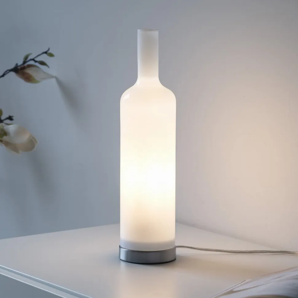 JUST LIGHT. bordlampe Bottle, opal hvid, glas, E14