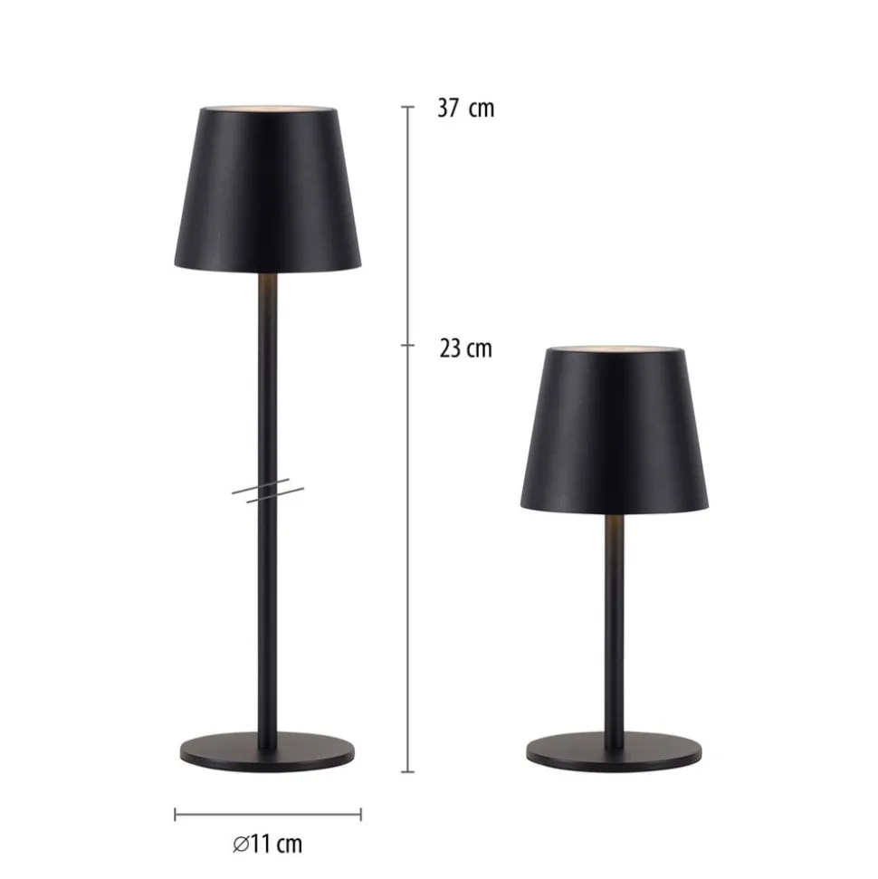 JUST LIGHT. Euria LED-bordlampe, sort, jern IP54