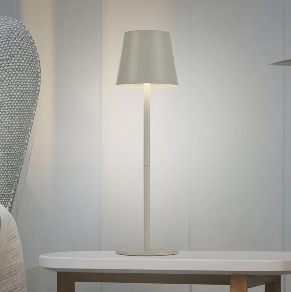 JUST LIGHT. Euria LED-bordlampe, grå-beige jern IP54