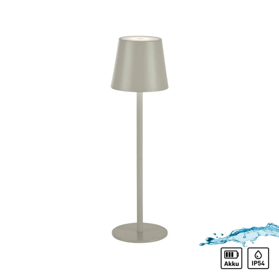 JUST LIGHT. Euria LED-bordlampe, grå-beige jern IP54
