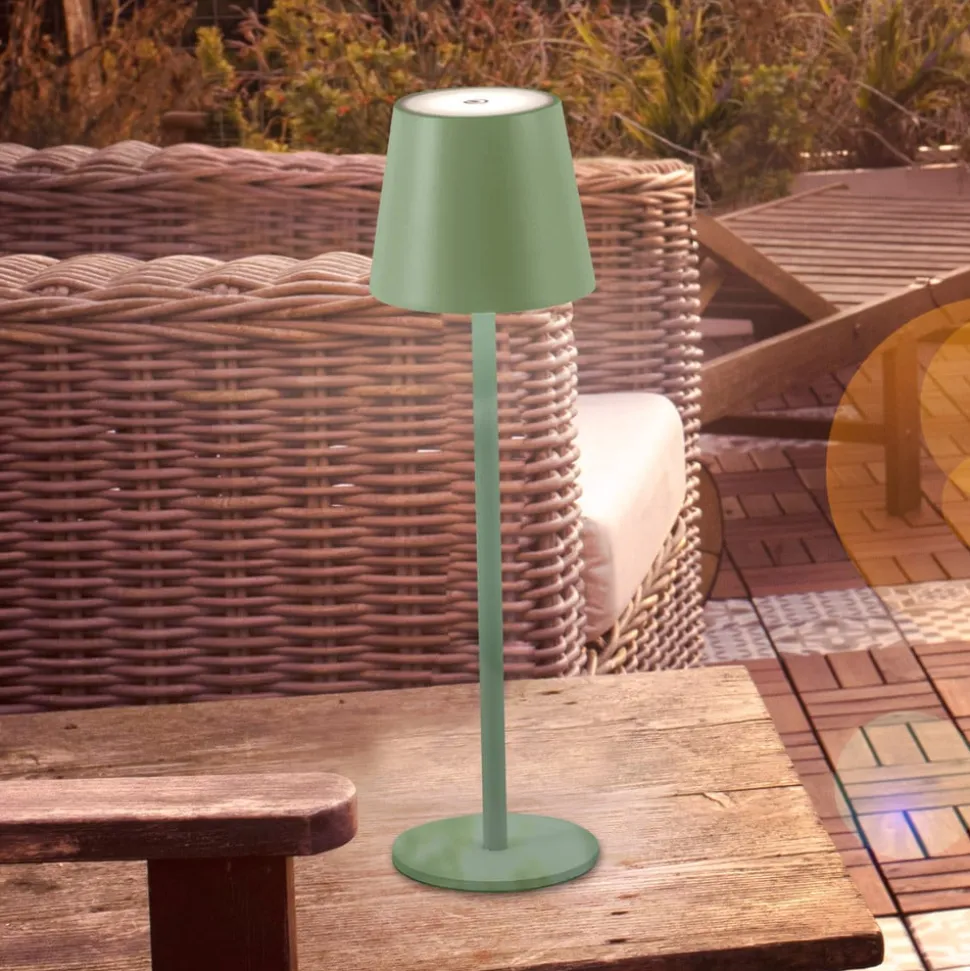 JUST LIGHT. Euria LED-bordlampe, grøn, jern, IP54