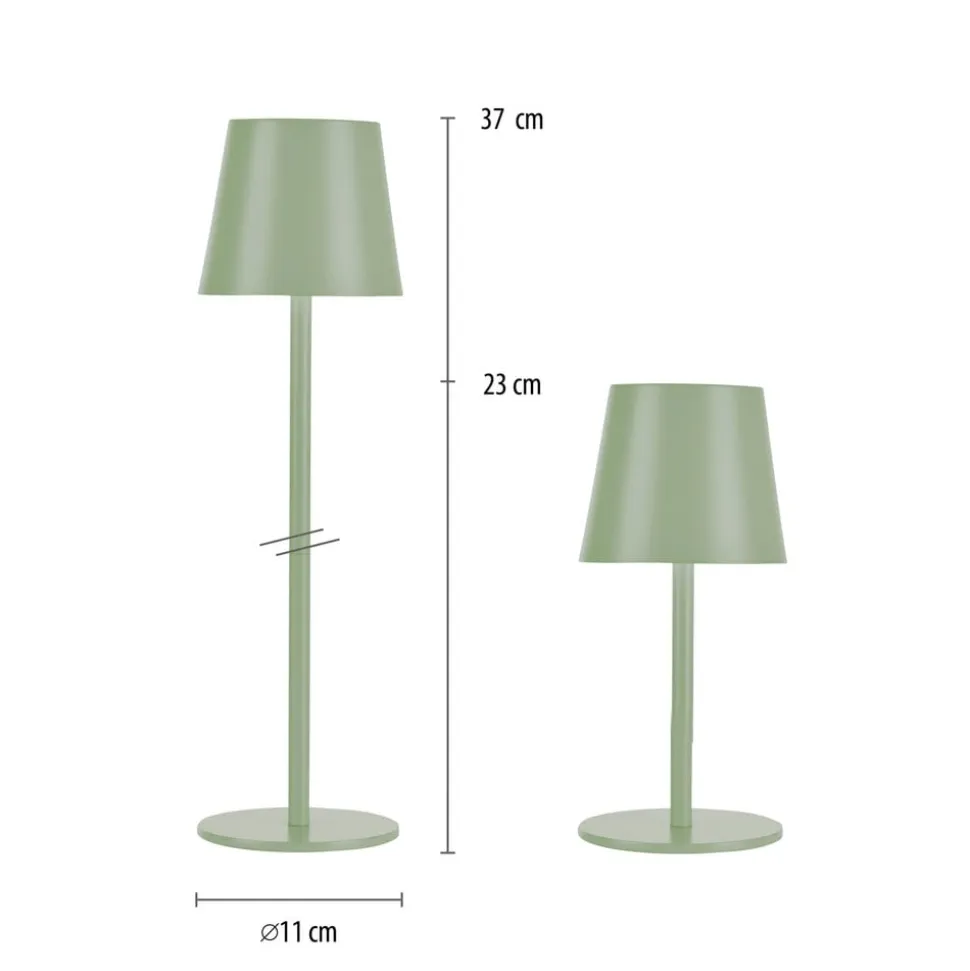 JUST LIGHT. Euria LED-bordlampe, grøn, jern, IP54
