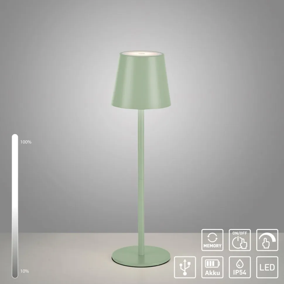 JUST LIGHT. Euria LED-bordlampe, grøn, jern, IP54