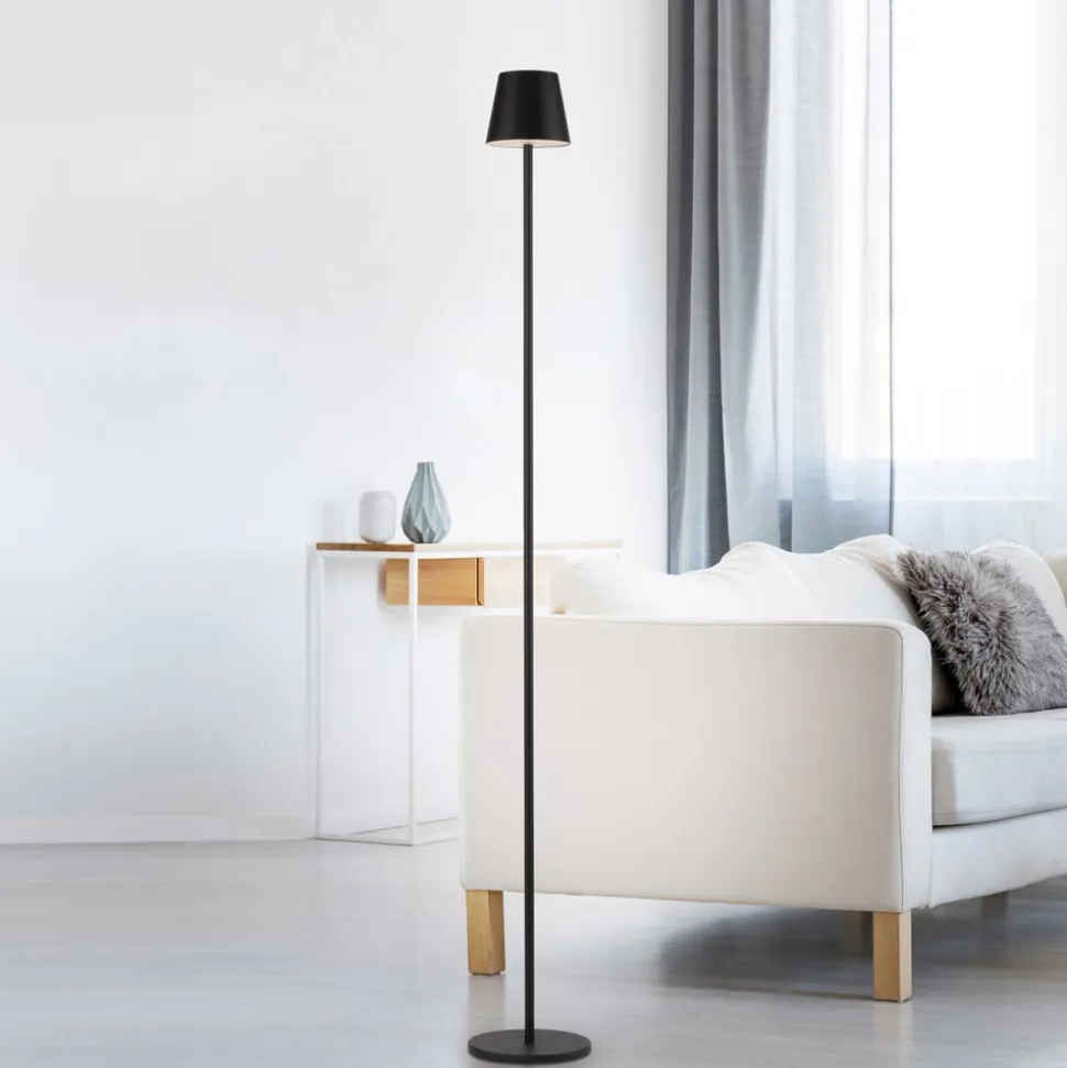 JUST LIGHT. Euria LED-gulvlampe, sort, jern, IP54