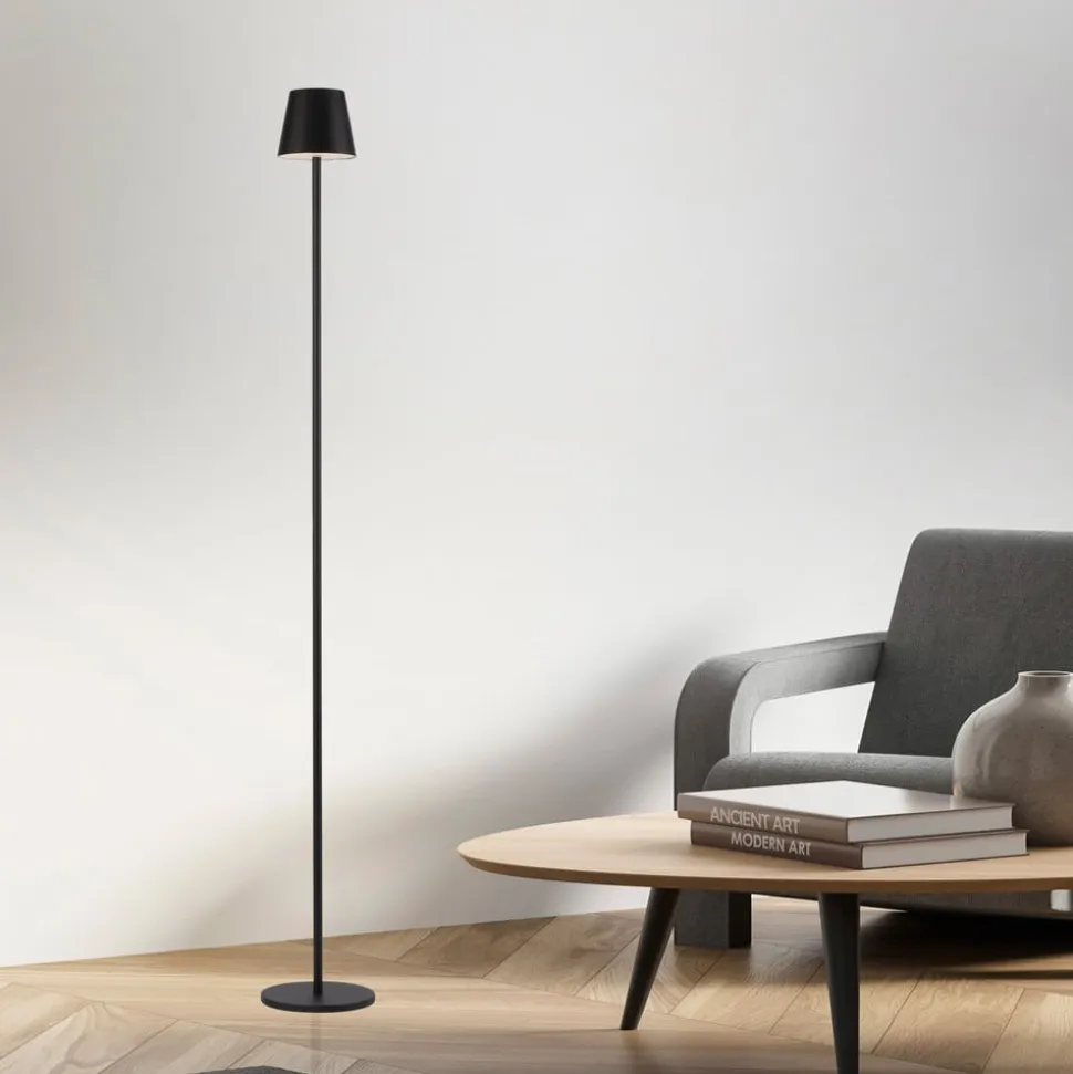 JUST LIGHT. Euria LED-gulvlampe, sort, jern, IP54