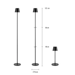 JUST LIGHT. Euria LED-gulvlampe, sort, jern, IP54