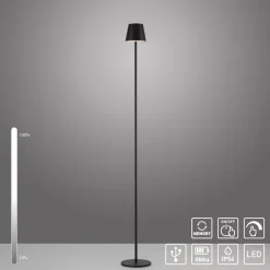 JUST LIGHT. Euria LED-gulvlampe, sort, jern, IP54