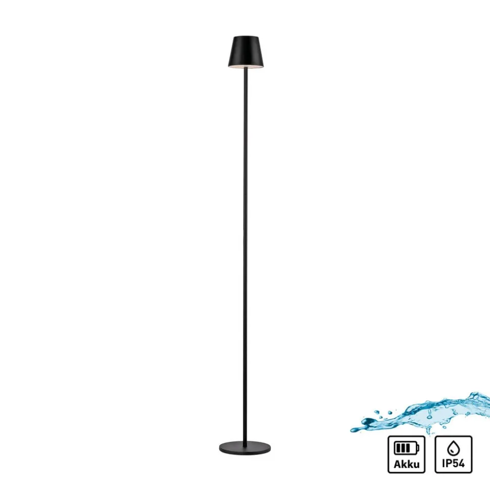 JUST LIGHT. Euria LED-gulvlampe, sort, jern, IP54
