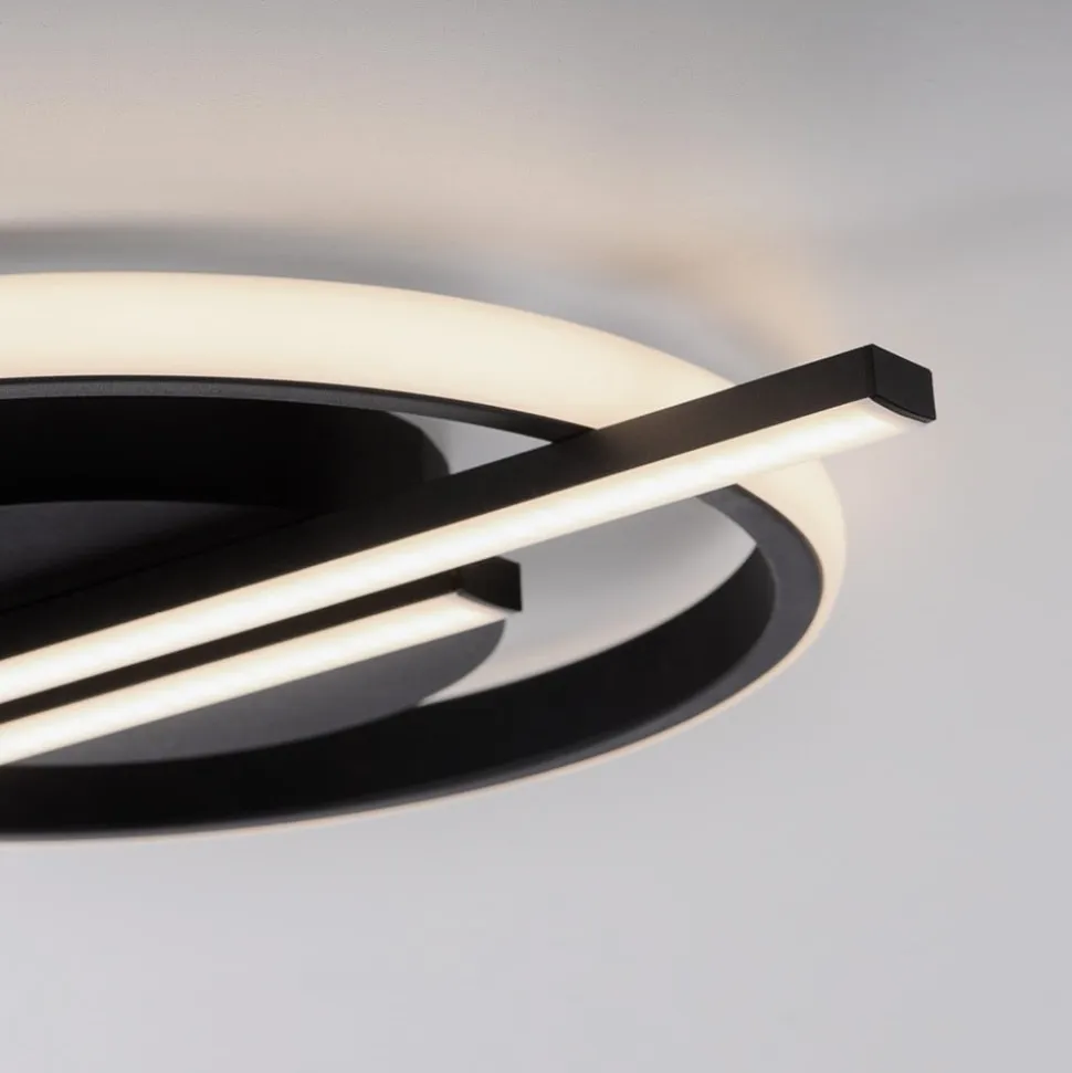 JUST LIGHT. Korsa LED-loftslampe, sort, Ø31 cm, dæmpbar