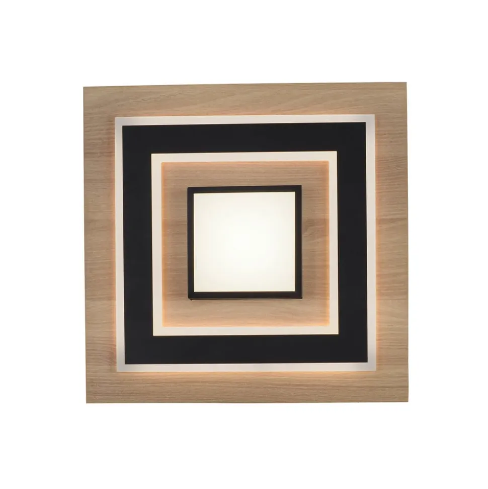 JUST LIGHT. LED loftlampe Tola, kantet, 2 lyskilder, træ, 3000 K