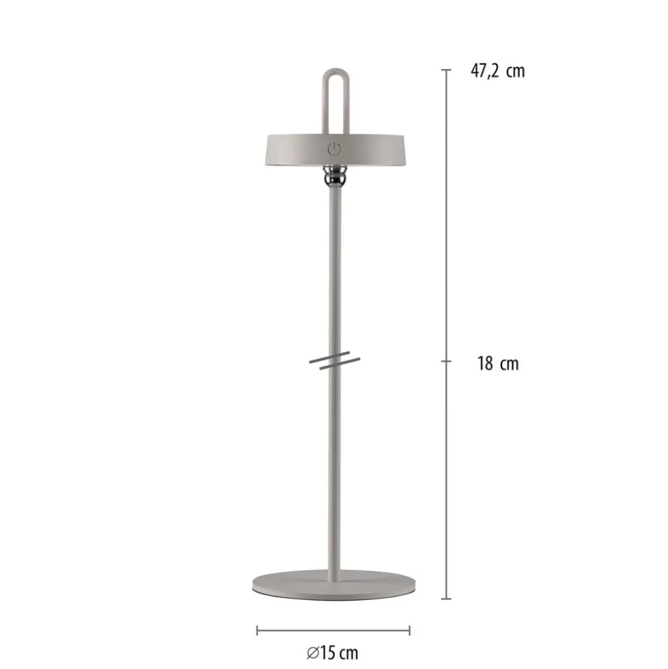 JUST LIGHT. LED-bordlampe Amag grå-beige jern IP44