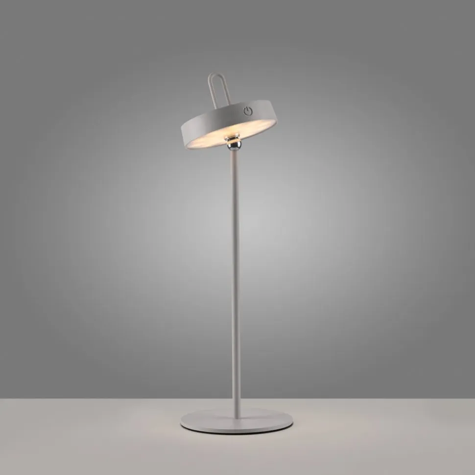 JUST LIGHT. LED-bordlampe Amag grå-beige jern IP44