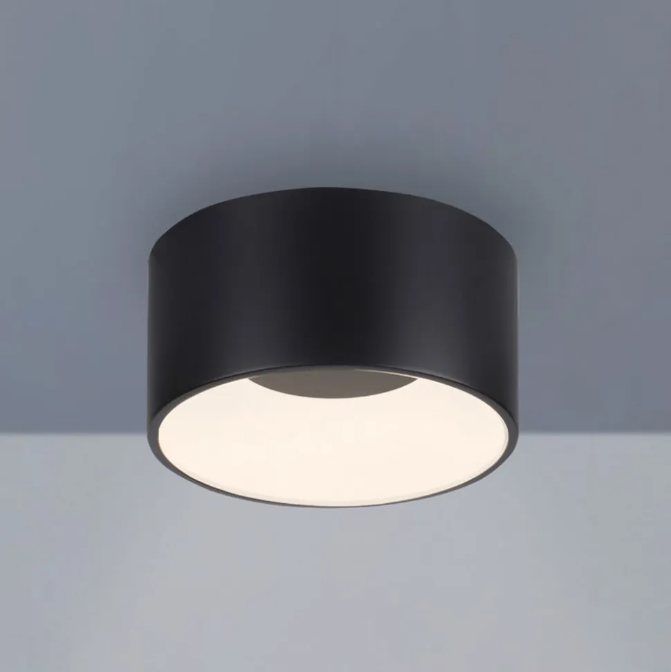 JUST LIGHT. LED-loftslampe Tanika sort, Ø16 cm, dæmpbar
