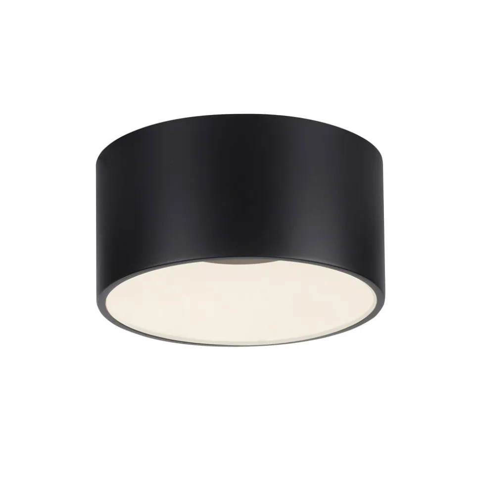 JUST LIGHT. LED-loftslampe Tanika sort, Ø16 cm, dæmpbar