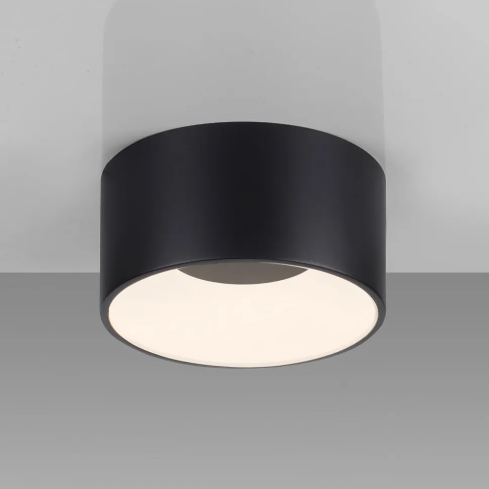 JUST LIGHT. LED-loftslampe Tanika sort, Ø16 cm, dæmpbar