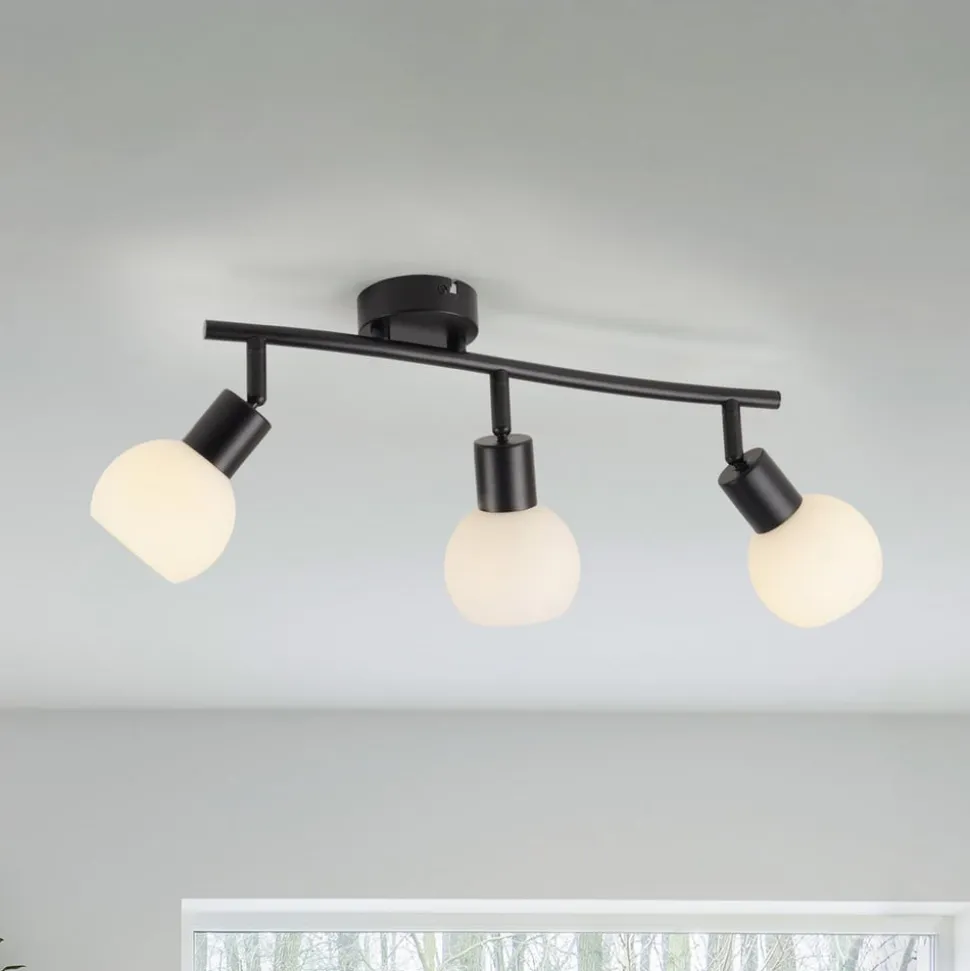 JUST LIGHT. Loki loftlampe, 3 lyskilder, lang, sort, jern