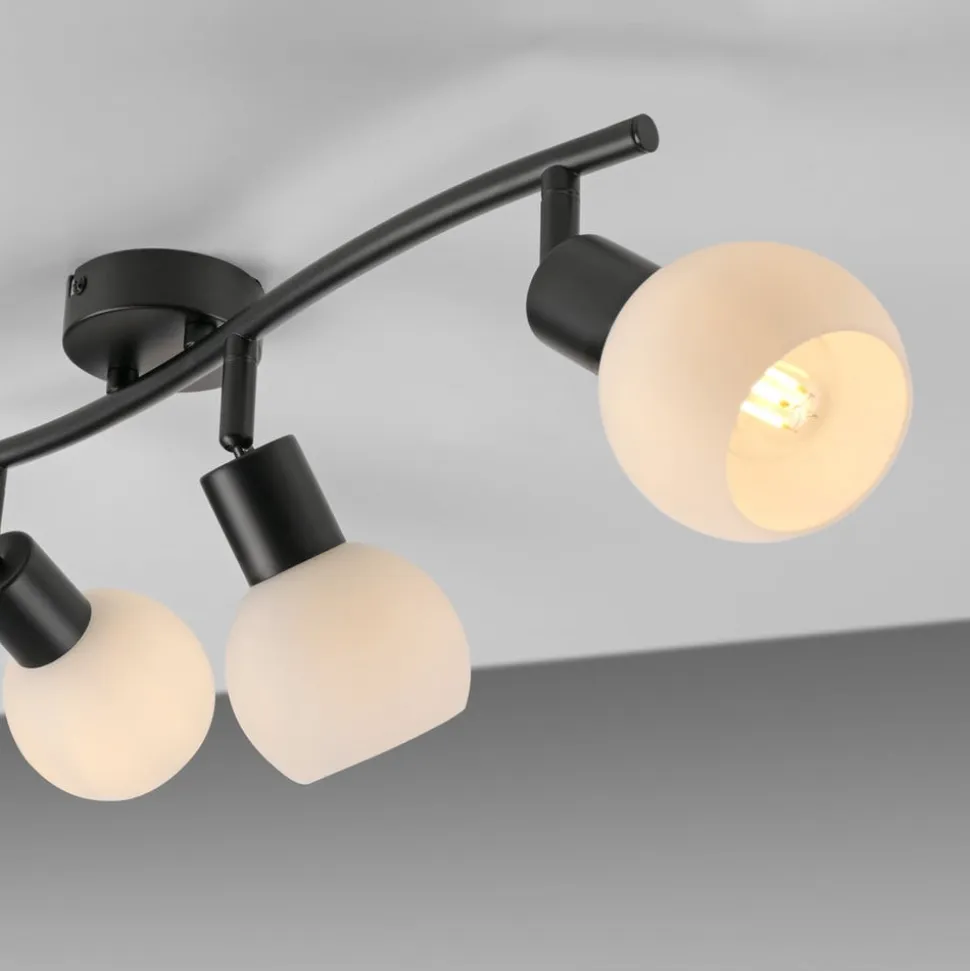 JUST LIGHT. Loki loftlampe, 3 lyskilder, lang, sort, jern