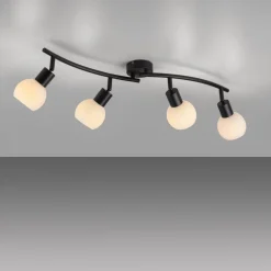 JUST LIGHT. Loki loftlampe, 4 lyskilder, sort, jern, glas