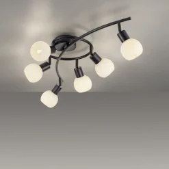 JUST LIGHT. Loki loftlampe, 6 lyskilder, sort, jern, glas