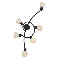 JUST LIGHT. Loki loftlampe, 6 lyskilder, sort, jern, glas