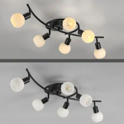 JUST LIGHT. Loki loftlampe, 6 lyskilder, sort, jern, glas