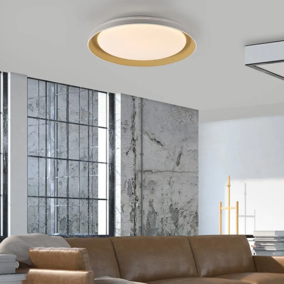 JUST LIGHT. Sati loftlampe, plast, hvid/messing