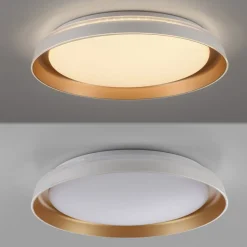 JUST LIGHT. Sati loftlampe, plast, hvid/messing