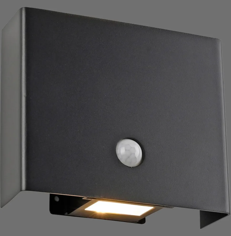 JUST LIGHT. Udendørs væglampe med sensor Amin, genopladeligt batteri sort