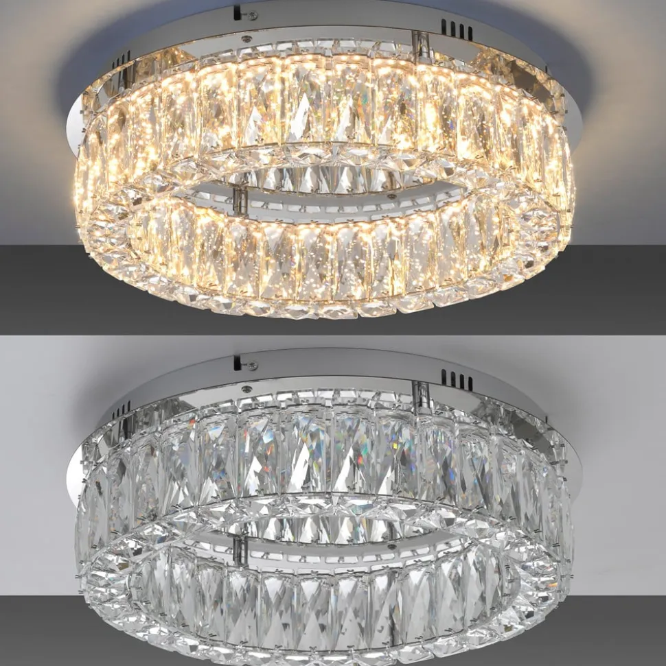 JUST LYS. Kulunka loftlampe, jern, krystalglas